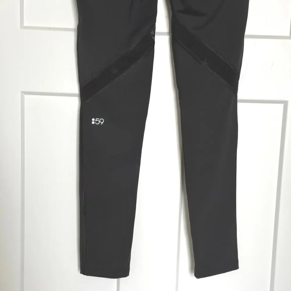 NWOT Splits 59 Women's Black Mesh Mid Rise 7/8 Leggings Pants Size S Solid